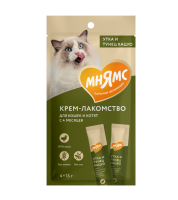 Крем-лакомство Мнямс для кошек с уткой и тунцом Кацуо 15 г х 4