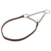 Ошейник-полуудавка [лента-чулок] 5мм [18-25см] с цугом [никель] Пет лайн (коричневый)