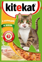 Kitekat Консервы для взрослых кошек, с курицей в желе, 85 г