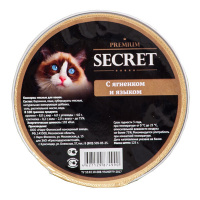Secret Премиум консервы для кошек с ягненком и языком [ламистр], 125 г.