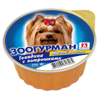 Мясной рацион консервы для собак говядина с потрошками, 100 г.