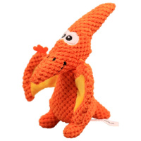 Игрушка Mr.Kranch для собак "Птерозавр" плюшевая с пищалкой 23 см оранжевая