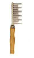 Триол Расческа разнозубая для кошек и собак [деревянная ручка]