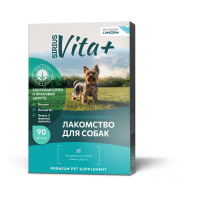 Вита плюс мультивитаминное лакомство для собак Здоровая кожа и красивая шерсть 90таб