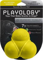 Playology хрустящий жевательный тройной мяч SQUEAKY BOUNCE BALL (с пищалкой и с ароматом говядины, красный)