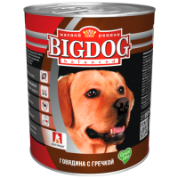 BIG DOG консервы для собак говядина с гречкой, 850 г.