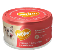 Влажный дополнительный корм Мнямс На каждый день для кошек и котят старше 6 месяцев "курица с лососем в нежном желе" 80 г