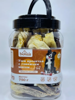 BIOHAUS Лакомство для собак Уши кроличьи с говяжьим мясом 750 г ПОШТУЧНО