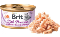 Brit Care Консервы суперпремиум класса для кошек Fish Dreams с куриным филе и креветками, 80 г. [уценка]