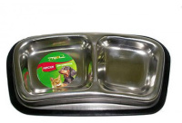 Триол Миска металлическая на резине двойная, 120*140 мл