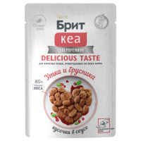 БРИТ КЕА, Пауч с Уткой и Брусникой для взр. кошек, привередливых ко вкусу корма, кусочки в соусе, 85г