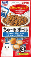 Inaba Чао Чуру Ball Лакомство-топпинг д/кош Тунец Магуро с кацуобуси 3шт/10г