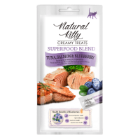 Лакомство Петтрик Natural Kitty крем-суп для кошек Тунец, лосось и черника, 4х12 гр.