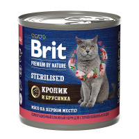 Brit Premium by Nature консервы с мясом кролика и брусникой для стерилизованных кошек 200 г. [уценка]