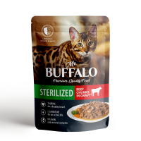 Mr.Buffalo Влажный корм STERILIZED для стерилизованных кошек, говядина в соусе, 85 г.