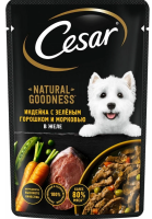 Cesar Natural Goodness. Влажный корм для собак, с индейкой, горохом и морковью в желе, 80гр.
