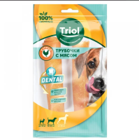 Триол Трубочки жевательные DENTAL с мясом курицы, 12,5 см., 70-80 г. (12,5см, 70-80г (уп.2шт.))