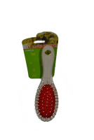 PET DOUBLEBRUSH Расческа для животных двусторонняя, с щеткой, деревянная ручка, малая