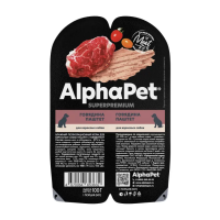 AlphaPet Superpremium пауч для взрослых собак паштет с говядиной 100г