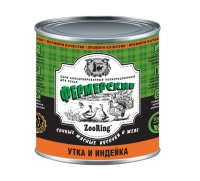 ЗооРинг консервы для собак , Фермерские Сочные кусочки мяса в желе Утка и Индейка, 850 гр