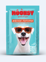 MOONSY Пауч для собак в соусе "МЯСНОЕ ПОПУРРИ" мясное ассорти с овощами, 80 г. [уценка]