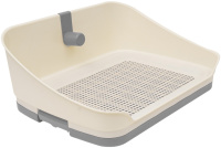 Туалет лоток для собак с высоким бортом и боковым столбиком, ZooOne Пет-лайн ((S) 51х38х21 см, (СЕРЫЙ))