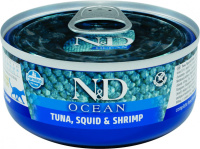 Farmina N&D Cat Ocean для взрослых кошек консервы тунец с кальмаром и креветками 70г