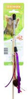 Зооник Дразнилка для кошек "Меховые бубенчик с ленточками на веревке" 50 см.