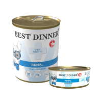 Best Dinner Vet Profi Renal Влажный консервированный полнорационный диетический корм при заболеваниях почек у взрослых собак. "С индейкой" (340 гр)