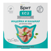 БРИТ КЕА, Ламистер для взрослых кошек, Индейка и Кальмар в желе, 75 г