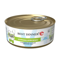 Best Dinner Vet Profi Hypoallergenic корм для собак и щенков при ЖКТ с индейкой и уткой 100 гр консервы
