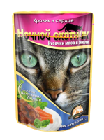 Ночной охотник консервы для кошек кролик, сердце кусочки в желе, 100 г. [уценка]