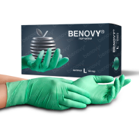 BENOVY Nitrile MultiColor, перчатки нитриловые, ЗЕЛЕНЫЕ, S, 50 пар/уп