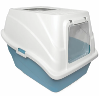 Триол Туалет для кошек закрытый с двумя входами "Топ", синий/белый, 530*420*400мм, серия HYGIENE