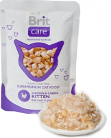 Brit Care Суперпремиальный влажный корм для котят,Курица и сыр, 80 г. [уценка]