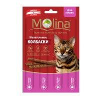Molina Жевательные колбаски для кошек Курица и утка, 4 шт. по 5 г.
