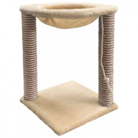 Когтеточка-столб "Зверье мое" №5 с 2-мя гамаками джут крем-брюле