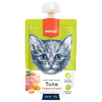 Wanpy Cat Лакомство для кошек Мясной мусс тунца и курицы с морковью 90 г