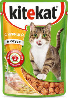 Kitekat Влажный корм для кошек Kitekat курица в соусе, 85 г