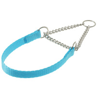 Ошейник-полуудавка [лента-чулок] 10мм [24-30см] с цугом [никель] синий 75-2061 Пет лайн