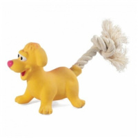 Триол Игрушка MINI DOGS для собак мелких пород из латекса "Собачка с веревкой", 85/180 мм.,