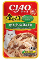 Влажный корм для кошек Ciao Kinnodashi Тунец Магуро и тунец Кацуо со вкусом морского гребешка 60г