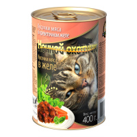 Ночной охотник Консервы для кошек, мясные кусочки в креветочном желе, 400 г.