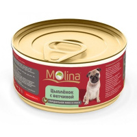 Молина М9181 Косервы д/собак Цыпленок с ветчиной в соусе,85 г