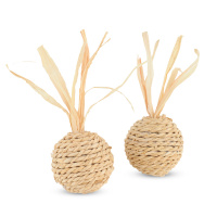 Игрушка NATURAL для кошек из кукурузных листьев "Мяч", d40/90 мм. [2шт.]