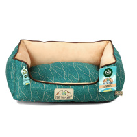 Лежанка прямоугольная "Клён"серия LOVE THE PLANET, Triol (S, изумрудно-песочная, 460*360*180мм)