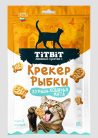 TiTBiT Лакомство д/кошек Крекер рыбки Курица-кошачья мята 80г