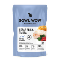BOWL WOW Кусочки в соусе для котят и беременных кошек, с белой рыбой и тыквой 85 гр