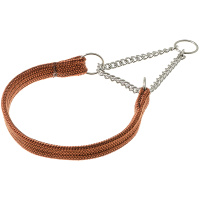 Ошейник-полуудавка [лента-чулок] 10мм [24-30см] с цугом [никель] св.-коричн. 75-2060 Пет лайн
