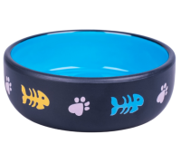 Миска Mr.Kranch керамическая для кошек 350 мл черная с голубым